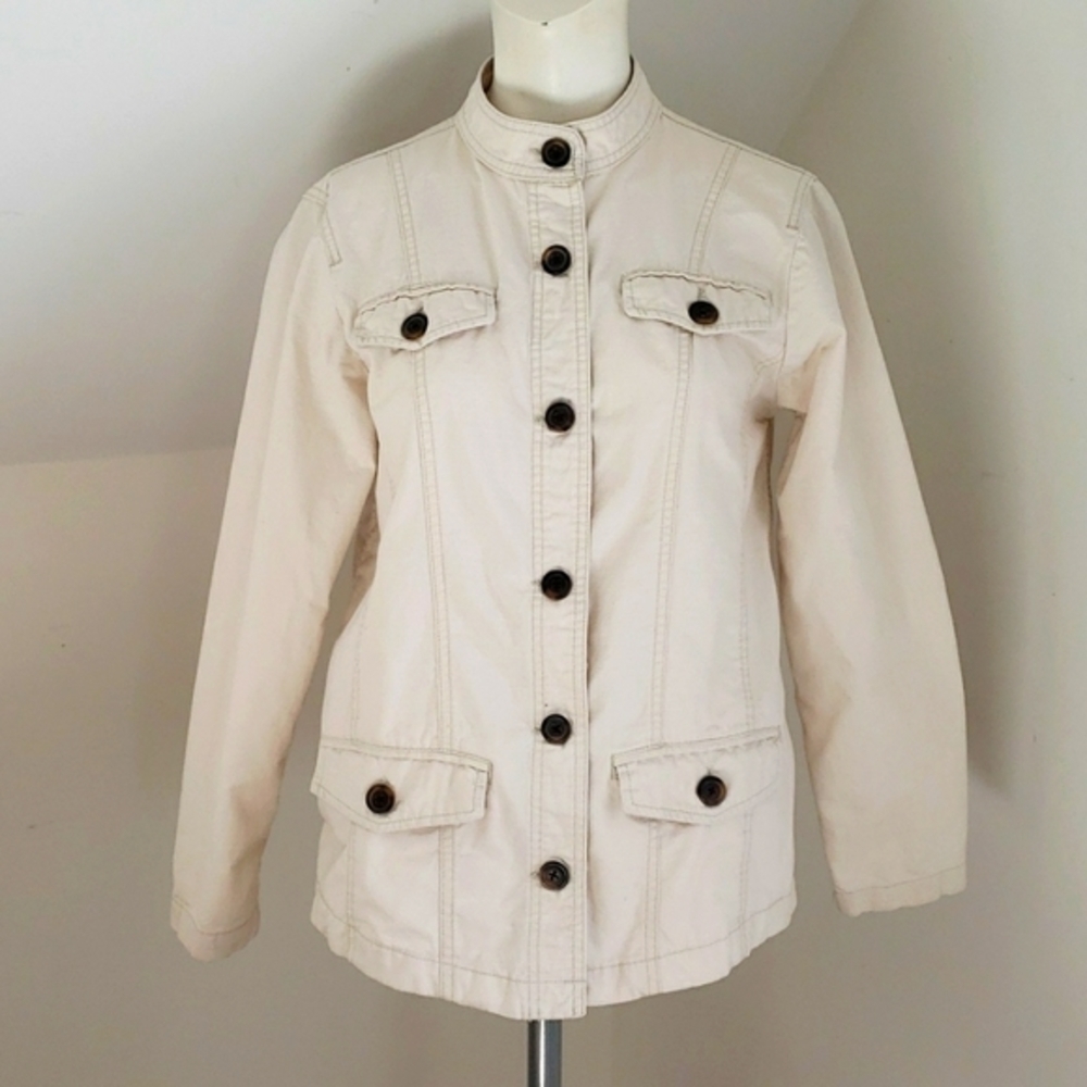Tudor Court Cream Military Style Button Front Cotton Jacket. Size S
